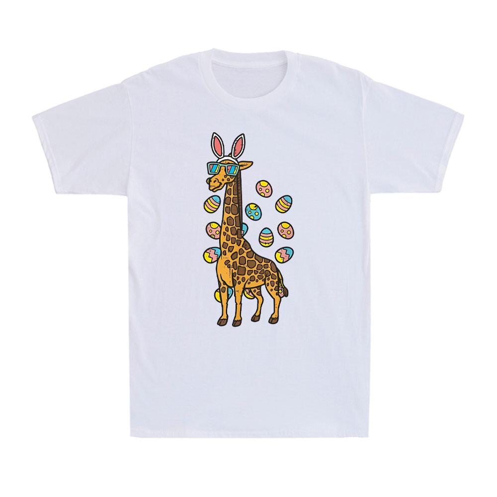 Giraffe Bunny Ears Glasses Eggs Cute Easter Day Animal T-shirt XXL