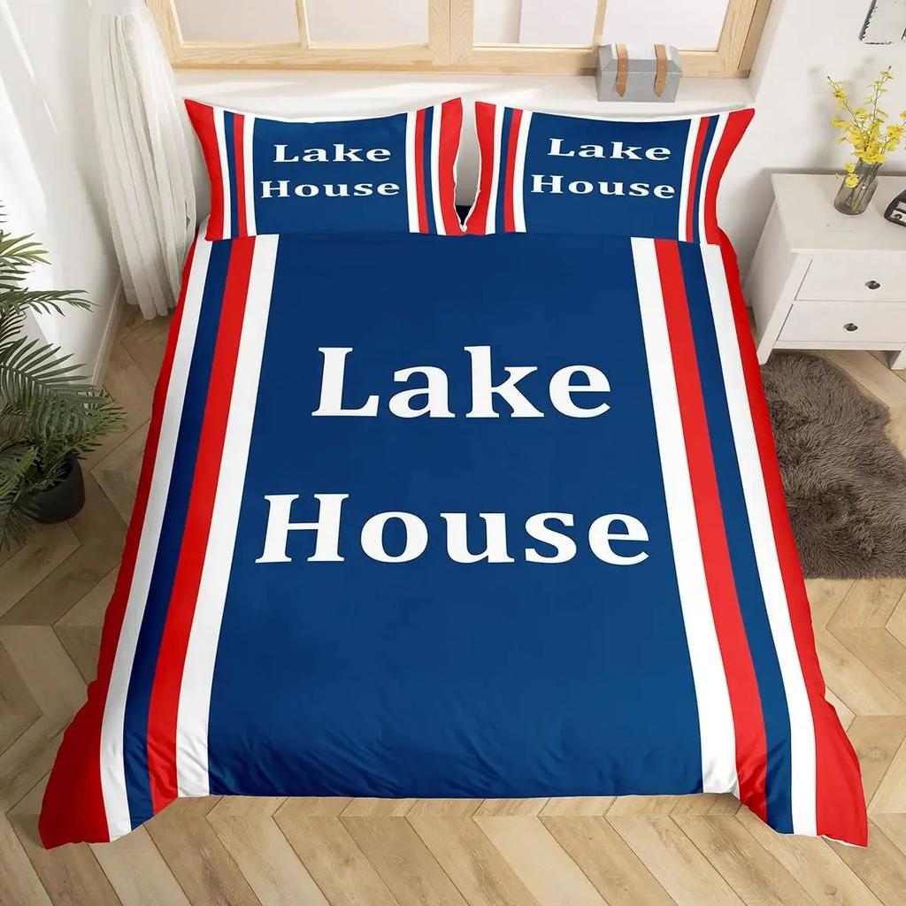 Happy Camping Duvet Cover Set Cartoon Camping Car Bedding Set Microfiber Camper Comforter Cover Queen Size for Kids Boys Girls