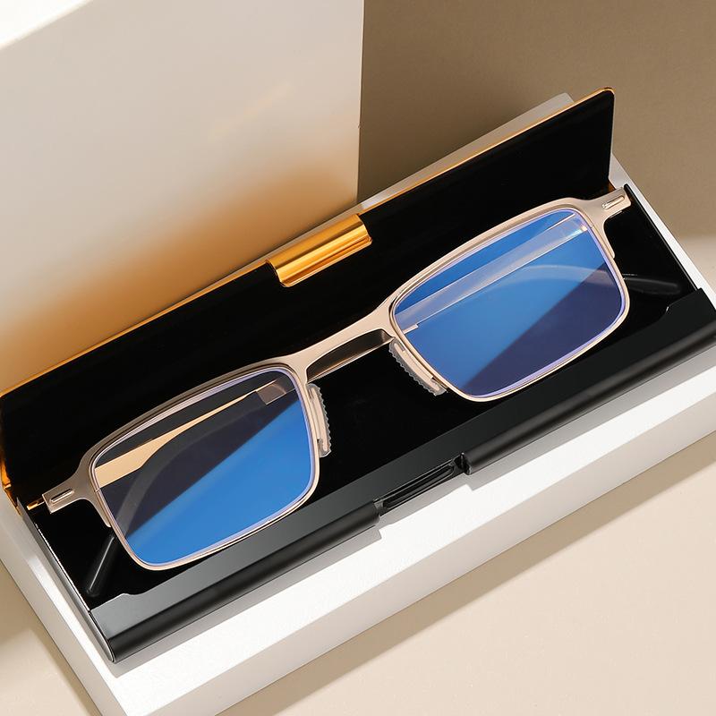 Reading glasses men s ultra-light portable folding anti-blue light anti-glare women s fashion folding reading glasses 45-49 years old reference [100 degrees]