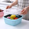 3 In 1 Double Layer Drain Basket Box with Lid Multifunction Refrigerator Crisper Storage Container Vegetable Organizer