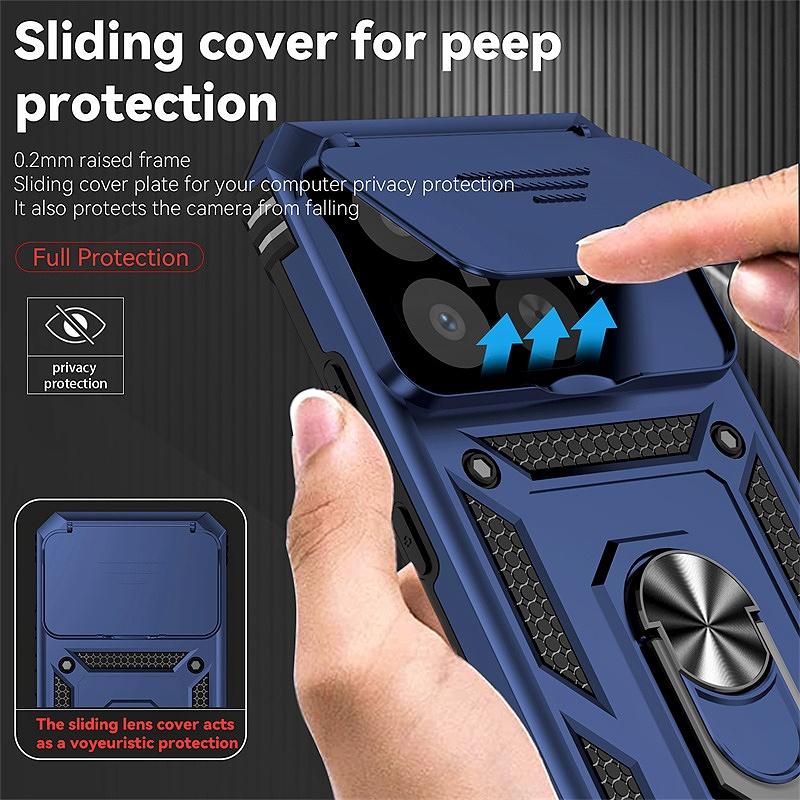 Funda For Xiaomi 15T Pro 5G Case Armor Slide Lens Protect Phone Case For Xiomi 15TPro Xiaomi15T Pro Magnetic Holder Ring Cover