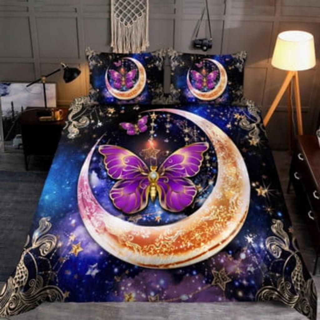 Quilt Cover Set Tmarc Tee Personalized Name Purple Butterfly Bedding Set