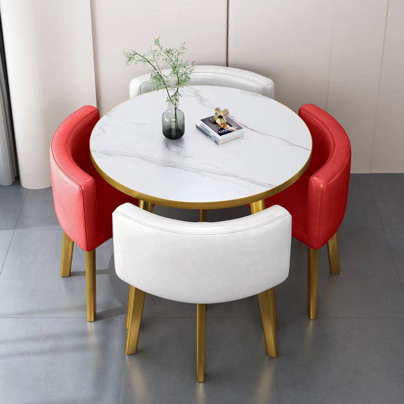 Modern Reception & Meeting Table Set: Office & Leisure Round or Square Dining Table with Chairs.