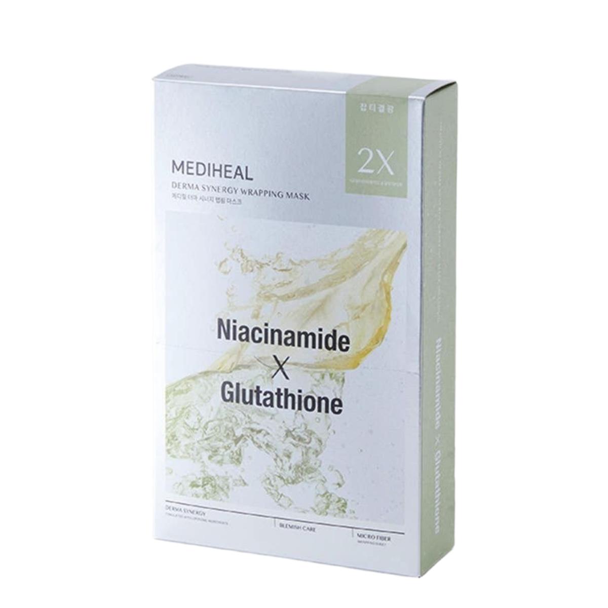 MEDIHEAL Derma Synergy Wrapping Mask Brightening Niacinamide X Glutathione 10-Pack Set Radiance Boosting Sheet Masks