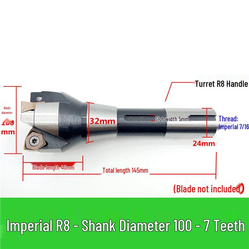 MFWN90 High-Speed Hexagonal Heavy Cutting Milling Cutter with Double-Sided Insert, Morse Taper 4 Turret R8