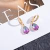 Copper Gold Plated Gradient Water Drop Earrings with Micro-set Flower Claw Design