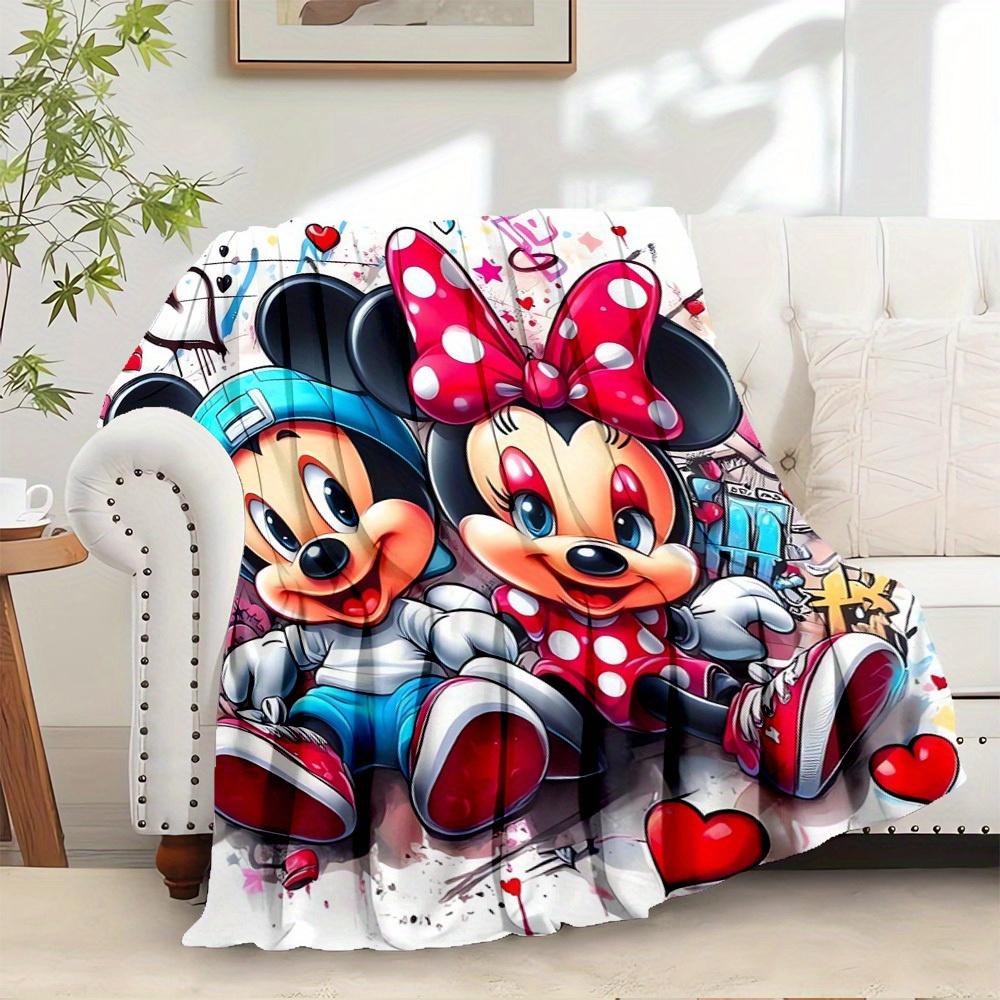 

1pcs Flannel Bedding Throw Blanket - Cute Mickey Mouse and Minnie Mouse Pattern, Great for Sofa Cover, Gift Idea, Home Decor, Comfortable an 130x150cm