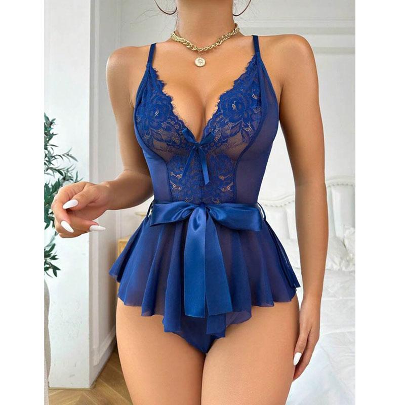 Sexy Lingerie For Women Transparent Porno Teddy Costumes Babydoll Lace Dress Plus Size Underwear Open Bra Sleepwear Lingerie