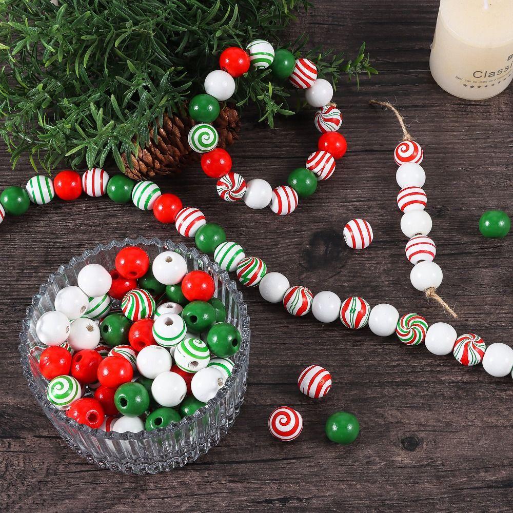 

240 Pieces Wood Candy Cane Wood Beads