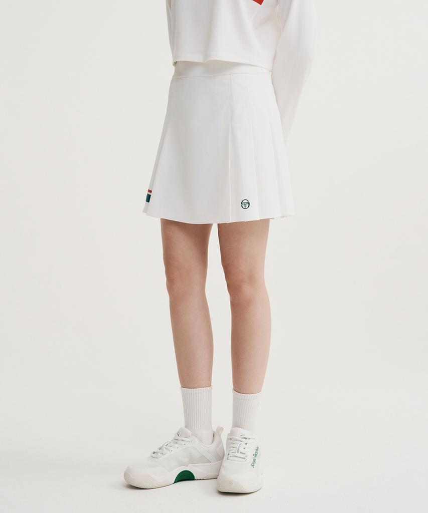 SERGIO TACCHINI W Flag Woven Mid-Length Pleated Skirt (White)
