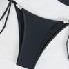 Halter Tie Pearl Decor Sexy Two Piece Bikini Set Elegant Women Swimwear