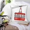 Cartoon Ski Gondola Home Sofa Car Waist Throw Pillowcase Skiing Gondola Lift Mountains Skiers Red