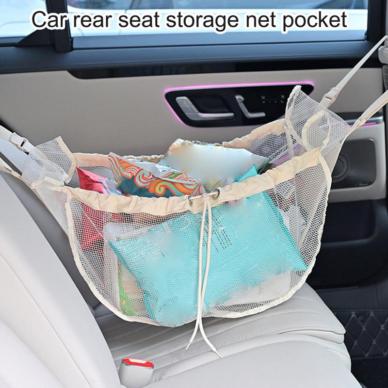 Car Mesh Storage Bag Canvas Car Seat Organizer Large Capacity Portable & Foldable Shopping Shoulder Bag drop shipping