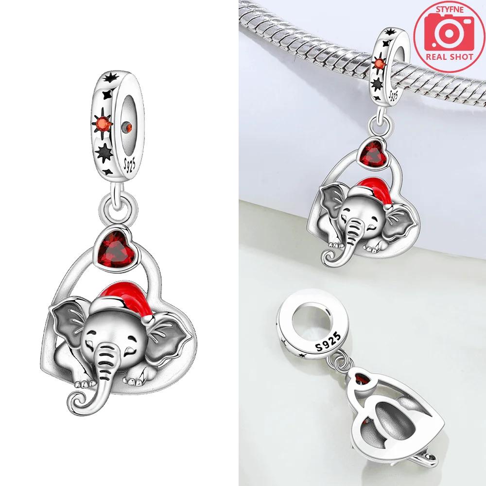 Green Christmas Tree Heart Pendant Blue Socks Original Copper Beads Fit Bracelet Anniversary Fine Gift Accessory Diy