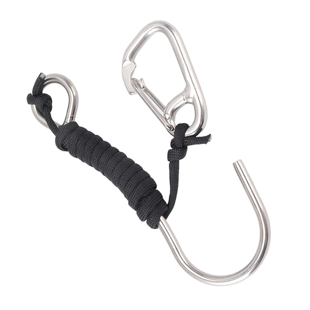 Diving Stainless Steel Single Hook Diving Reef Hook with Lanyard Quick Release Buckle