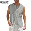 QICED Cotton Sleeveless T-shirt Men's Fashion Loose Shirt Printed Compassionate Shirt