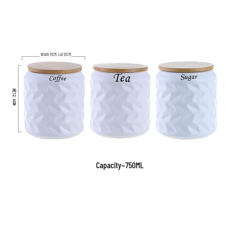 

ZISIZ White Ceramic Sealed Canister 3-Piece Set