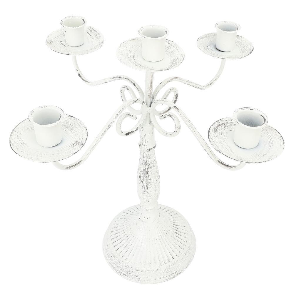 White Pillar Candle Holder Cast Iron Candlestick Holder Decorative Candle Stand  Dining Table