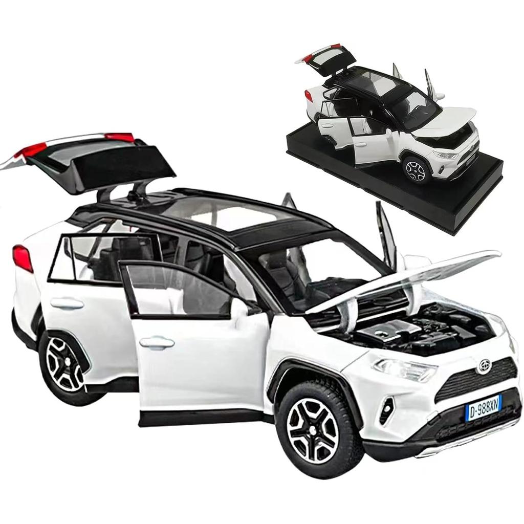 Model de mașină Toyota RAV4 1/32, mașină de jucărie din aliaj, model de colecție, cu lumină și sunet, mașină de jucărie pentru băieți, copii mici, mașină cadou