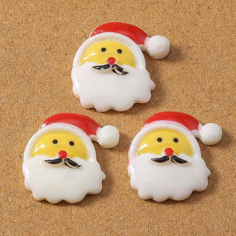 10pcs Resin Christmas Elk Santa Claus Flat Back Cabochon Scrapbook for Jewelry Making DIY Hairpin Brooch Accessories Supplies