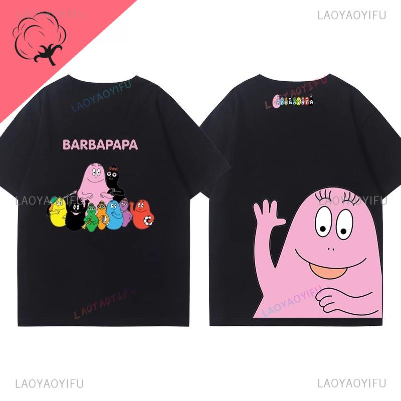 

Ropa De Mujer Barbapapa Camiseta Best Seller Cartoon Kawaii Y2k Clothes Children Soft Cotton Oneck Short Sleeve Graphic Tee S