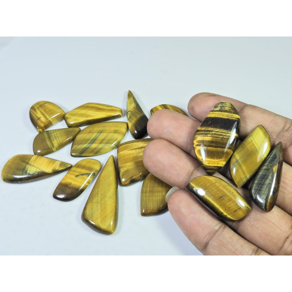 298Cts. Natural Tiger Eye Fancy Cabochon Loose Gemstone 15Pcs Lot 26-40 MM C-727
