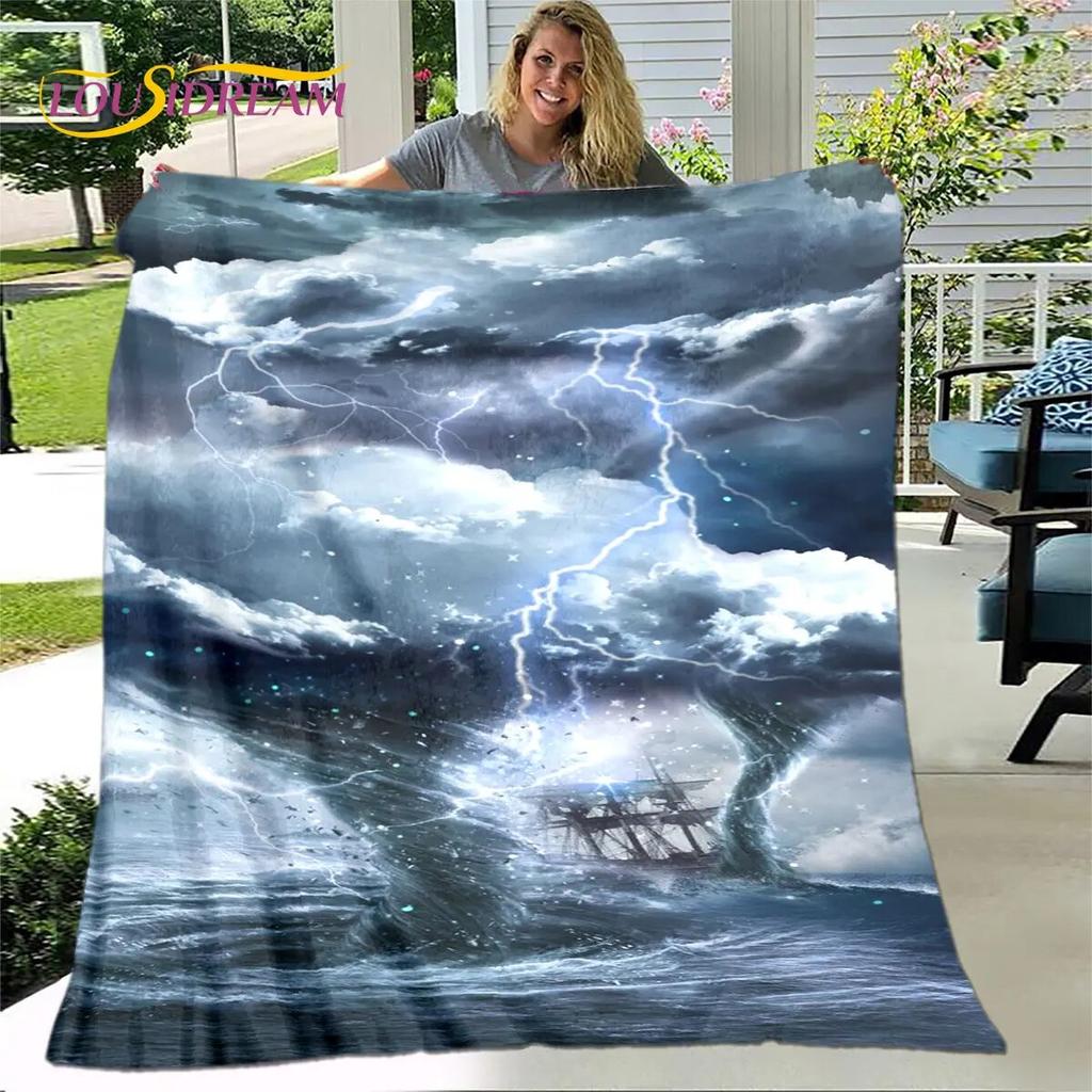 3D Natural ,Tornado, Cloud Blanket,Flannel Blanket Throw Blanket,Warm Blanket for Home Living Room Bedroom Beds Sofa Picnic Kid
