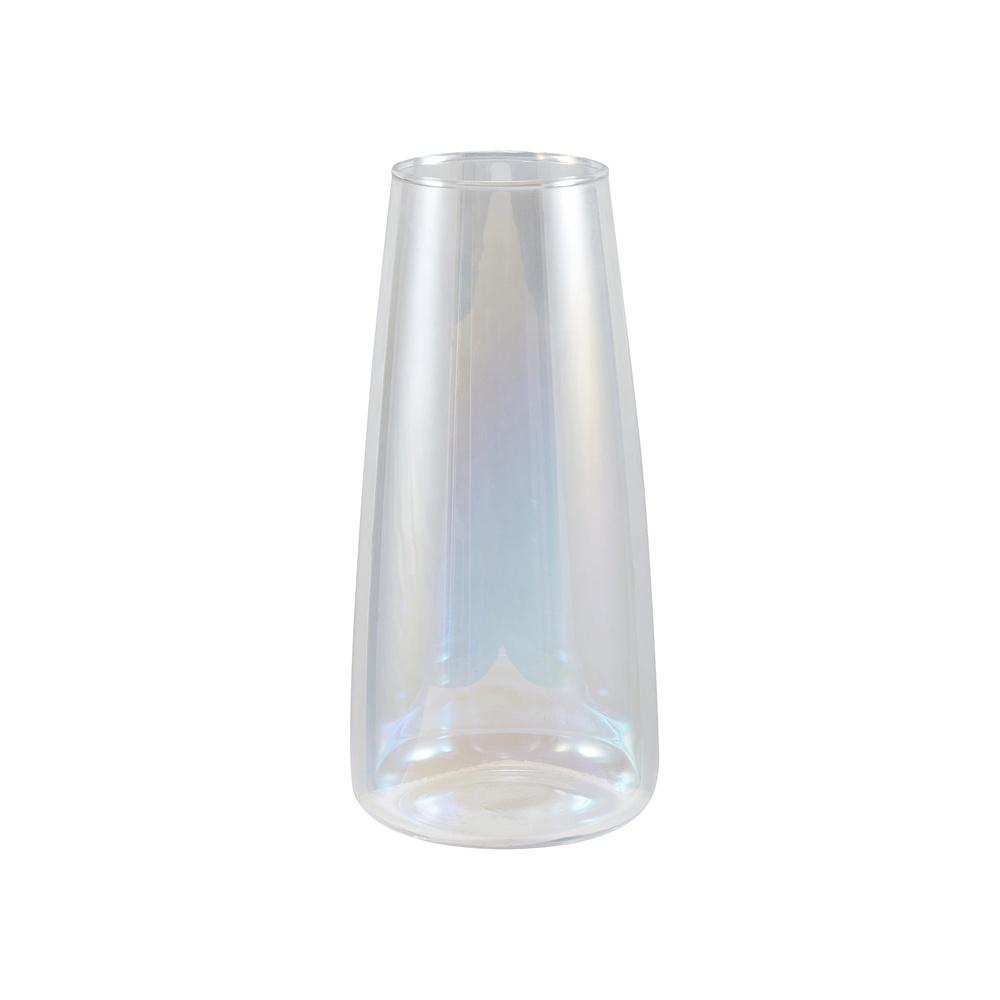 

Iridescent Clear Glass Vase 8 Inch Indoor Decorative Cylinder Shape Modern Tabletop Centerpiece Flowers Greenery Display United States