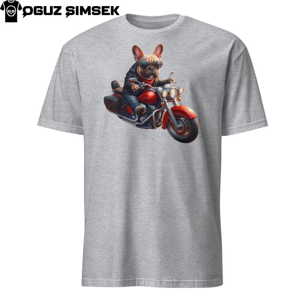 

Футболка унисекс с коротким рукавом «Французский бульдог на мотоцикле» | Уникальная футболка для любителей собак L