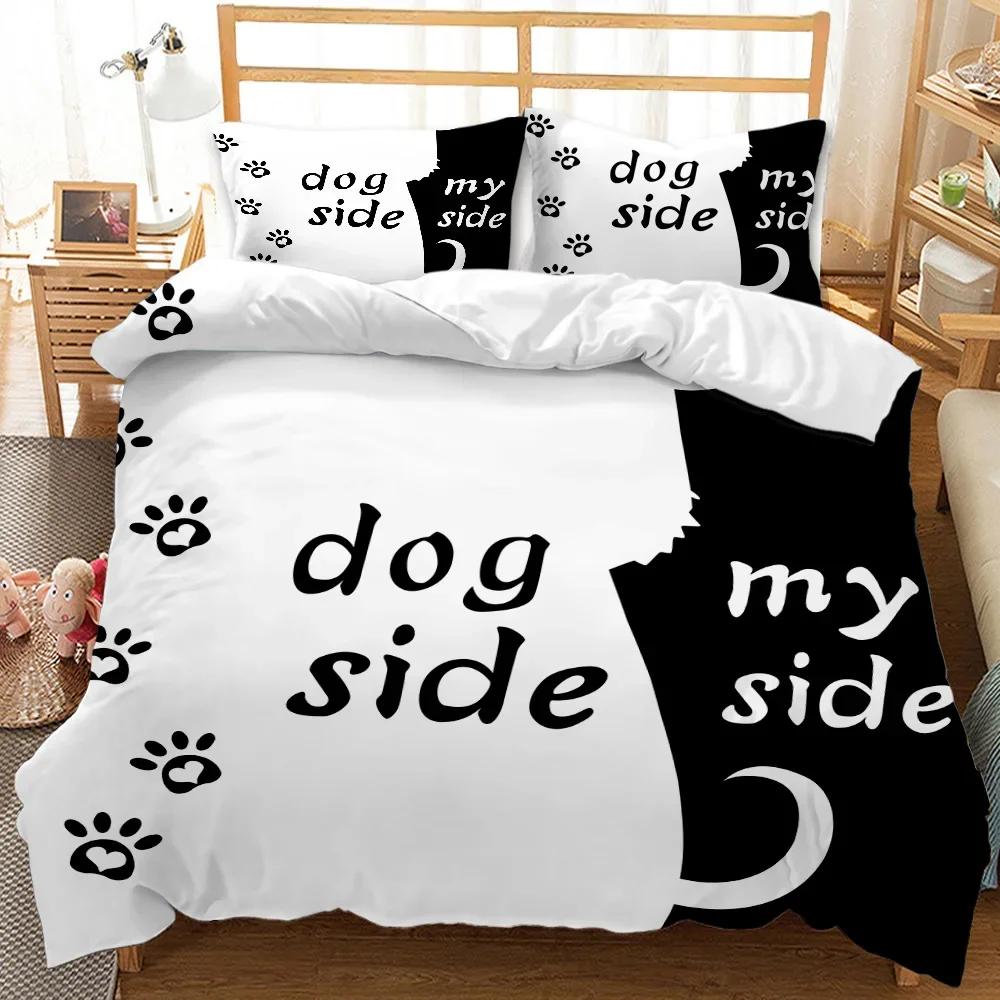 

Черно-белый пододеяльник для двоих, черно-белый комплект постельного белья для двоих, ее и его стороны, полный комплект постельного белья Queen King из полиэстера 70x133cm 2pcs