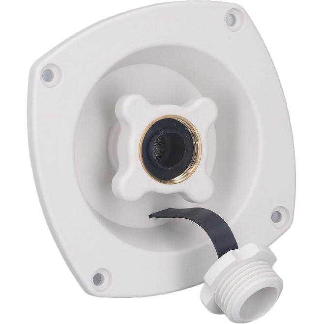 RV City Water Inlet, Wall Mount Water Fill Inlet, Pressure Regulated Water Entry, Water Hose Connection for Trailer, Boat, RV (White)