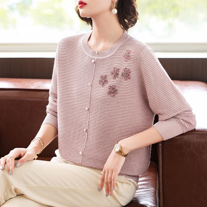 QianLian Women s Jacquard Knit Round Neck Sweater L