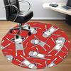 1pc Monkey Red Office Round Area Rug, Indoor Mat Suitable For Office, Under Office Chairs Bedroom Living Room Home Decor, Room Deco