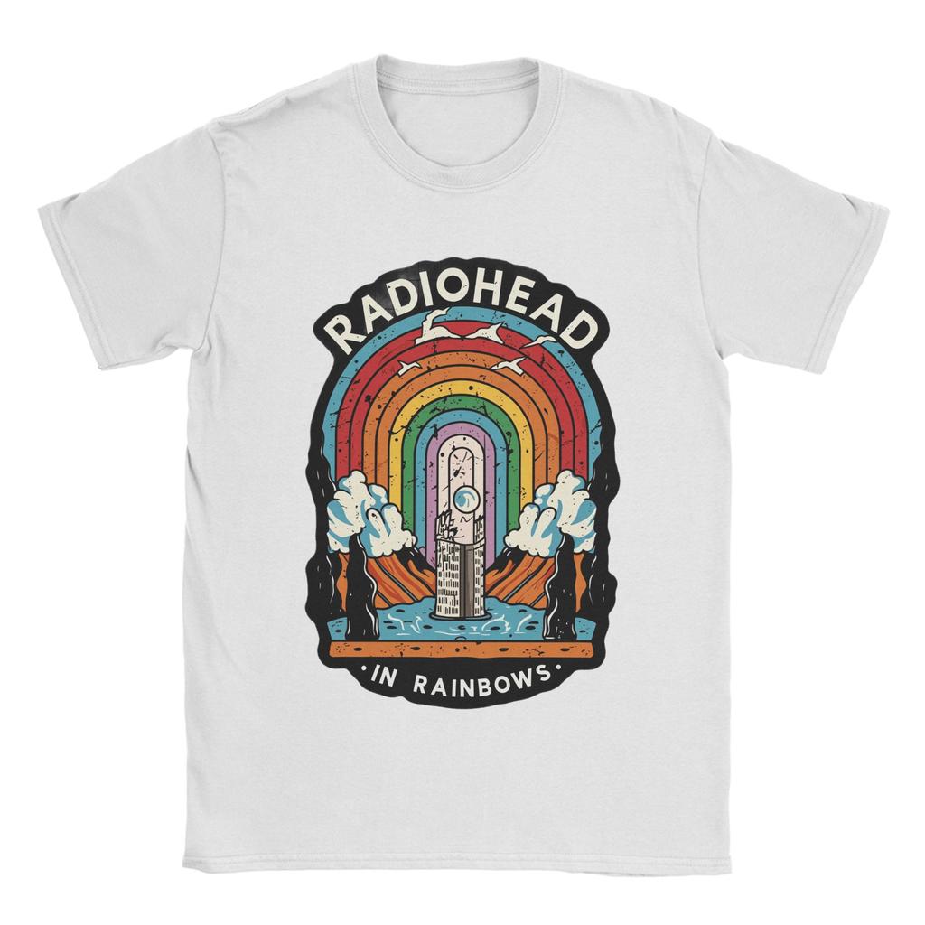 Magliette da uomo Radiohead in Rainbows Magliette Cool a Manica Corta Girocollo Puro Cotone Nuovi Arrivi Top