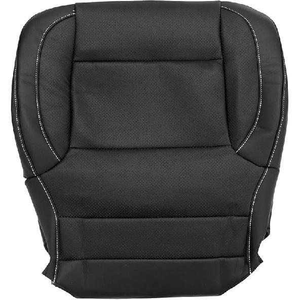 SecosAutoparts Driver Or Passenger Bottom Non-Perforated Leather Seat Cover Black Compatible With Chevy Silverado 1500 2500HD 3500HD Compatible With