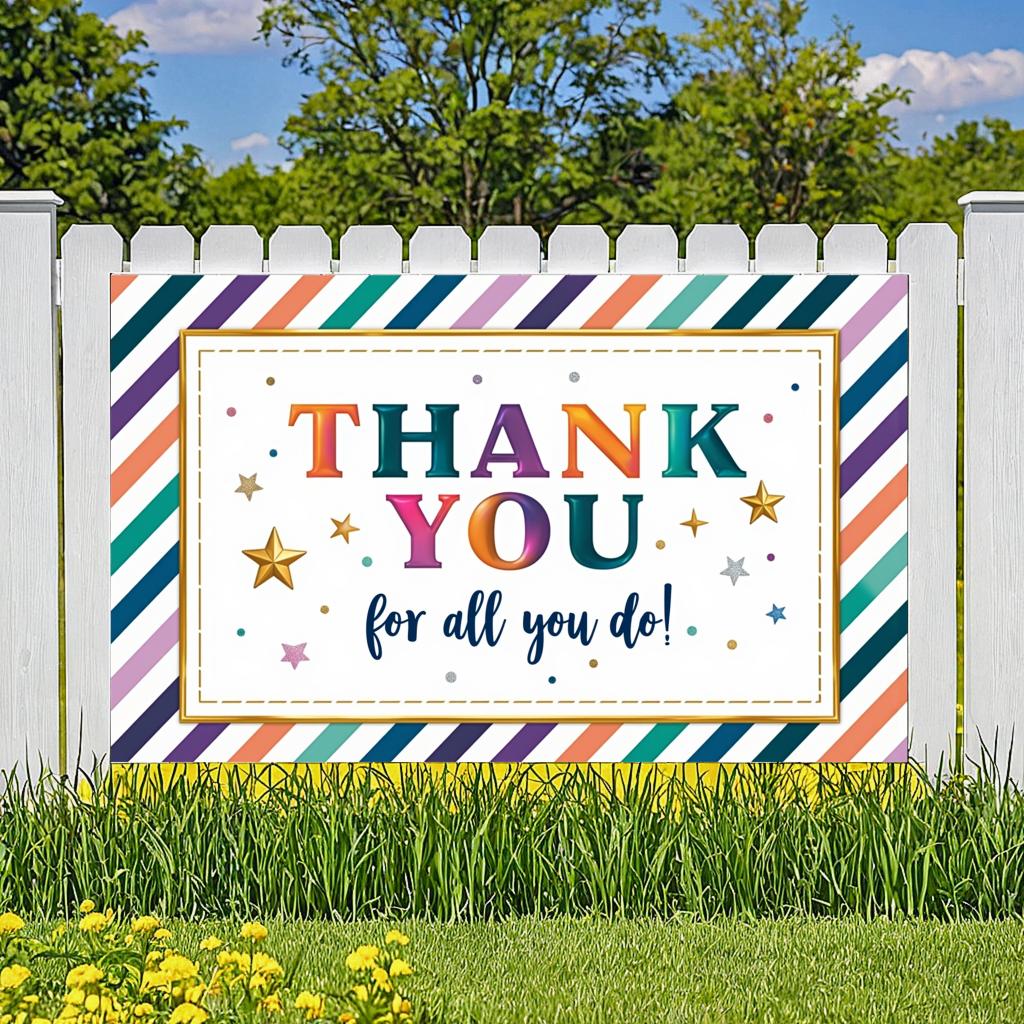 Tack-skylt Randig Bakgrund Väggdekoration Färgstark Design Tacksamhetsbanner för Festfirande Tacksamhetsceremoni