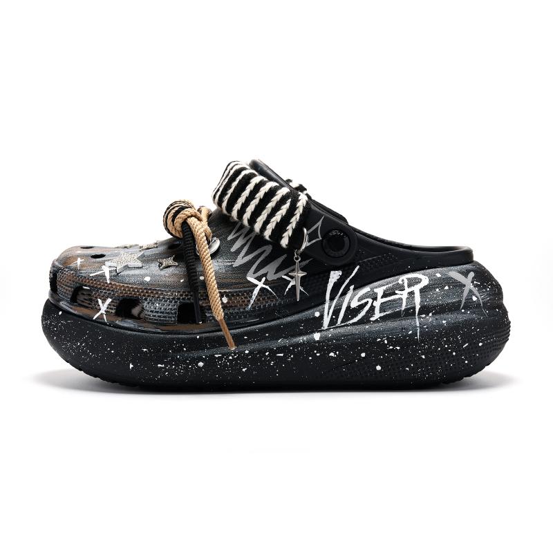 

Crocs Crush Clog EVA Baby s Breath Graffiti Broken Diamond Star Trend Personality Hole Shoes Unisex Black 39-40 чёрный