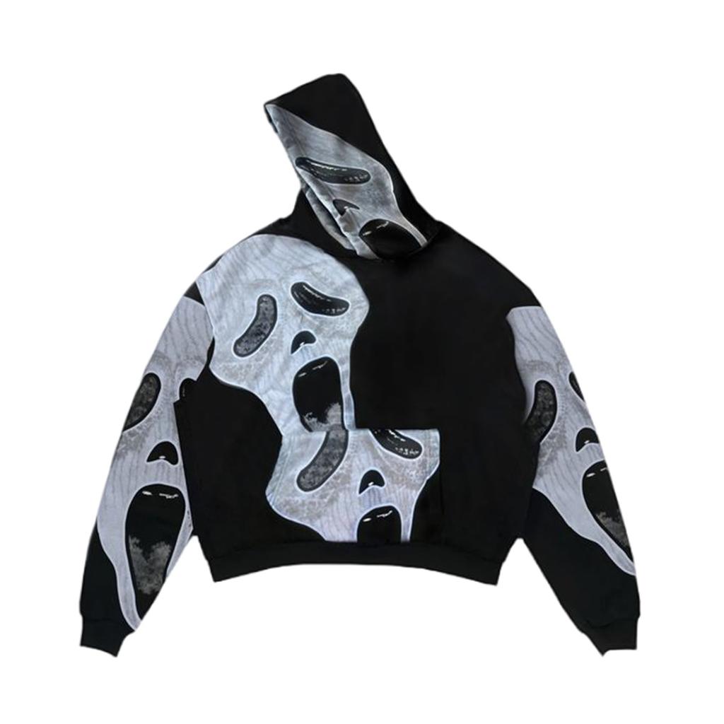 Oversize Men Streetwear Hoodie Skulls Print Long Sleeve Sweatshirts Harajuku Winter American European Hooded Pullovers Y2k