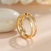 Dainty Square Zircon Engagement Ring Vintage Female Rainbow Crystal Stone Ring Antique Gold Color Hollow Wedding Rings For Women