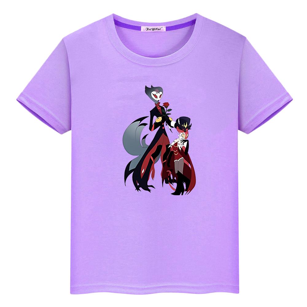 helluva boss Print Kawaii Cute Tees t shirt for kids boy10year 100%Cotton Short pride tshirt anime Tops Christma y2k girl clothe