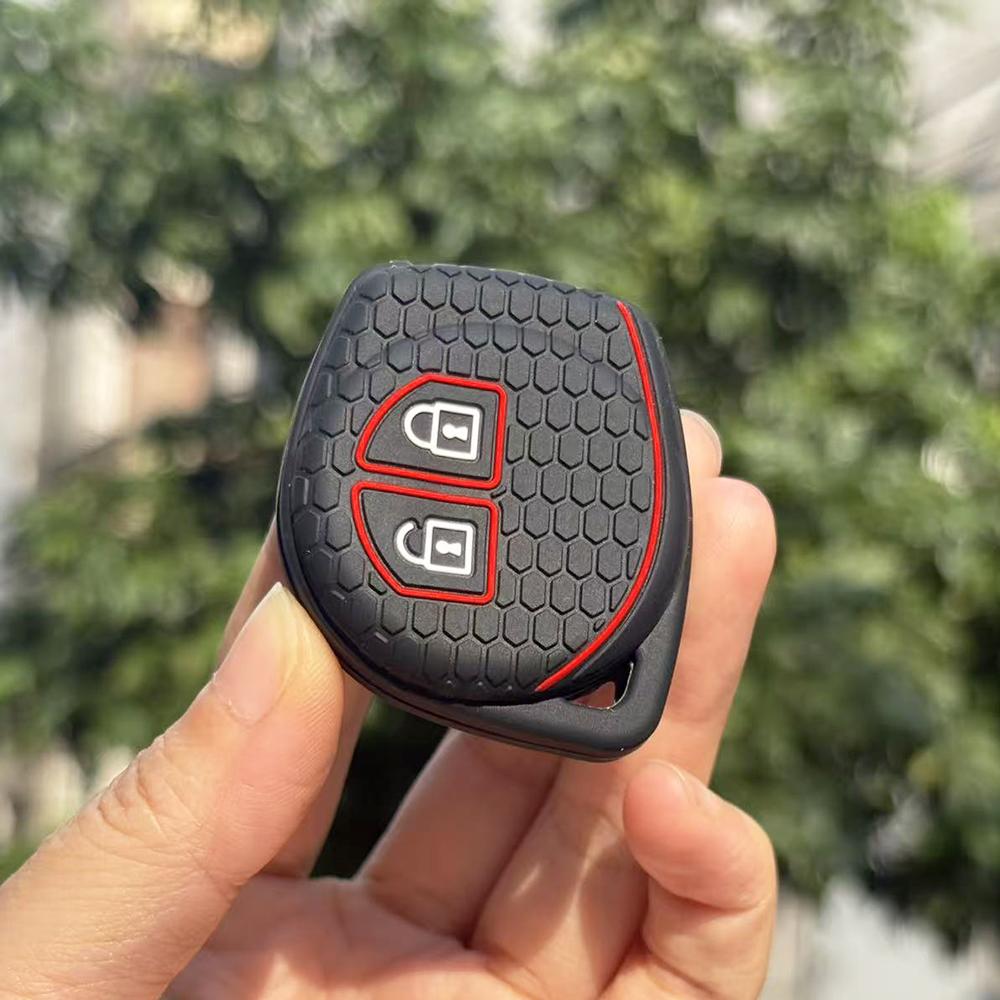 

Key Case With Keychain Full For Suzuki Celerio Swift Grand Vitara SX4 Silicone Key Case Cover Fob Shell Holder Accessories
