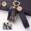Geeignet für Toyota Schlüsselanhängerhülle, mit Lederband, Schlüsselschutz für Toyota Camry RAV4 Highlander Avalon C-HR Prius Corolla GT86 Smartschlüssel