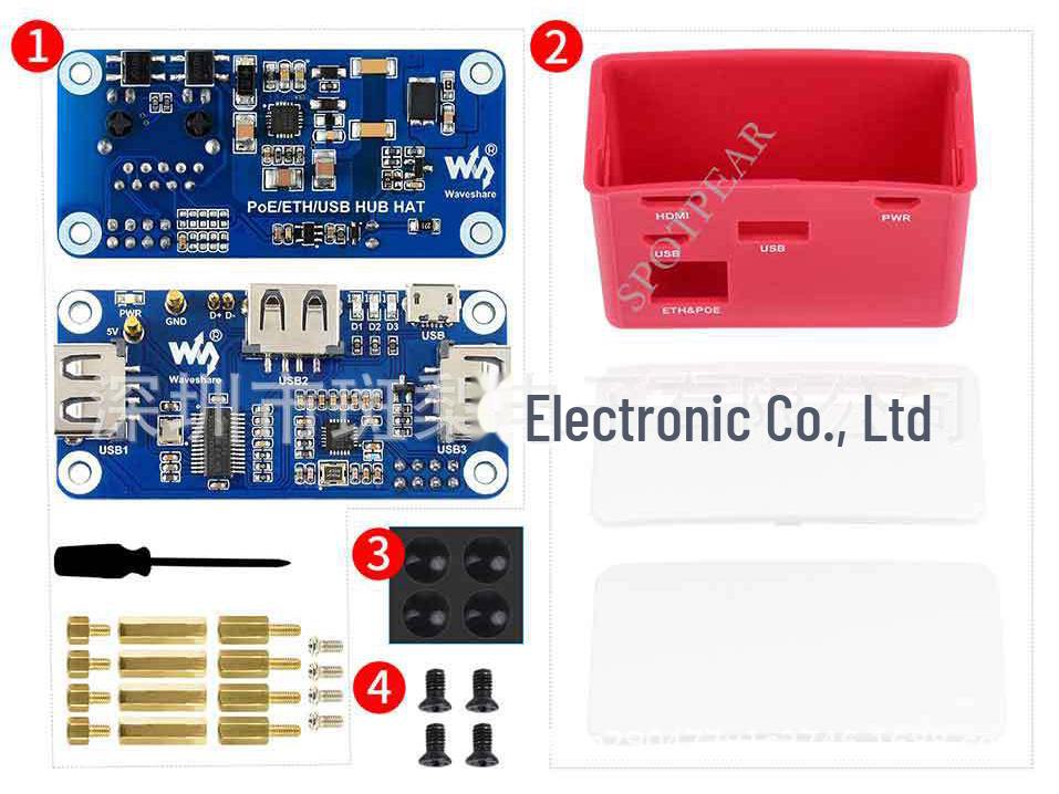Raspberry Pi Zero POE USB Hub & Expansion Board with 3 USB Ports and Multi-Function Shell
