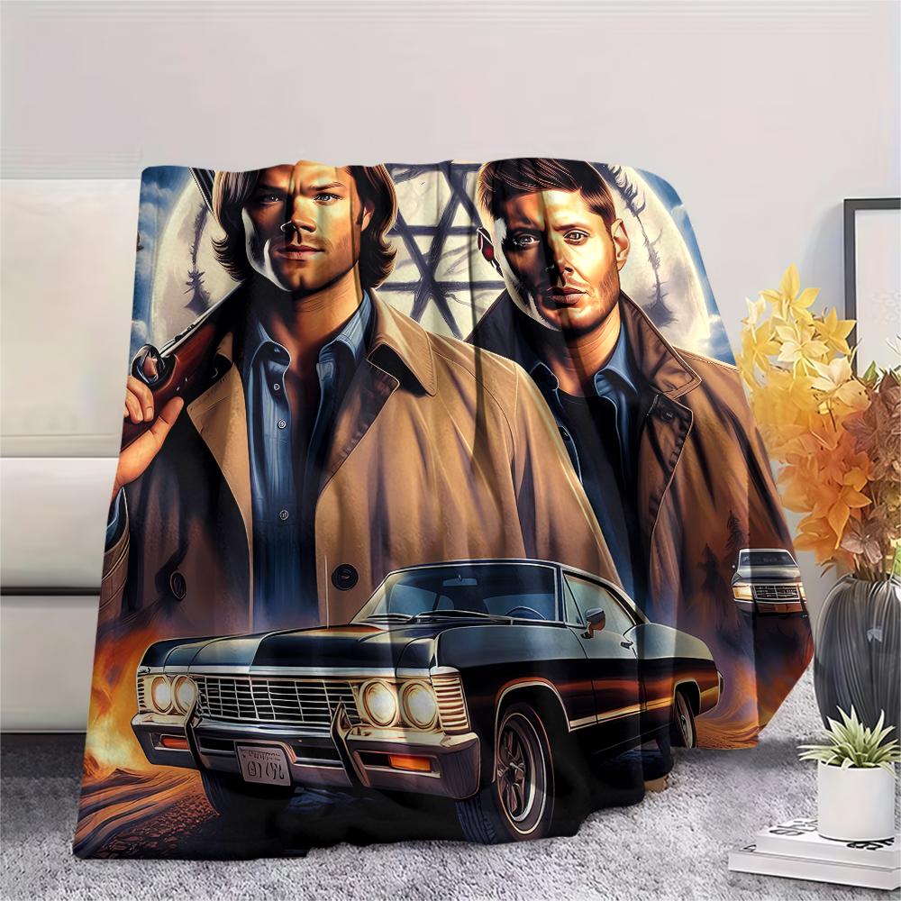 1PC Dean Winchester Print Flannel Blanket, High Quality All Seasons, Home Decor, Warmth and Comfort, Perfect for Christmas Gifts