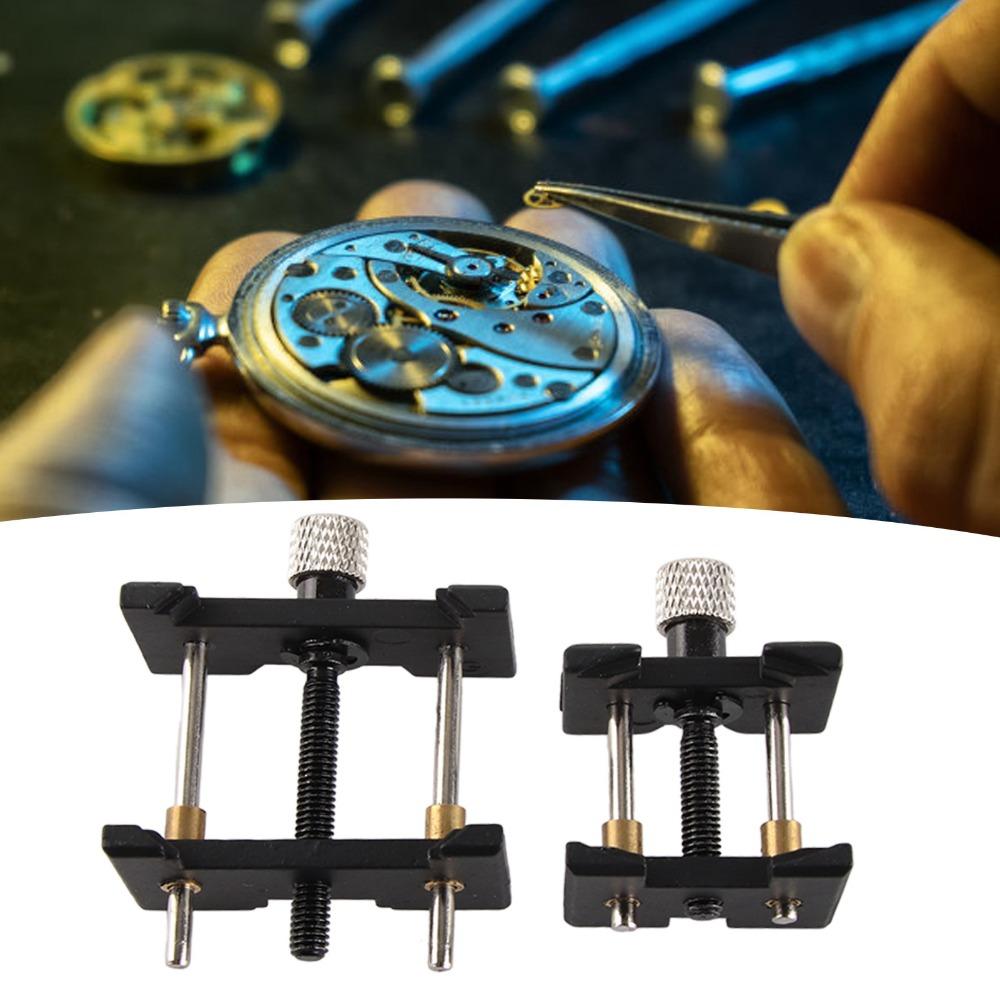 2Pcs Black Watch Movement Holder Metal Watch Repair Accessory Watchmaker Accessory  for Business Use
