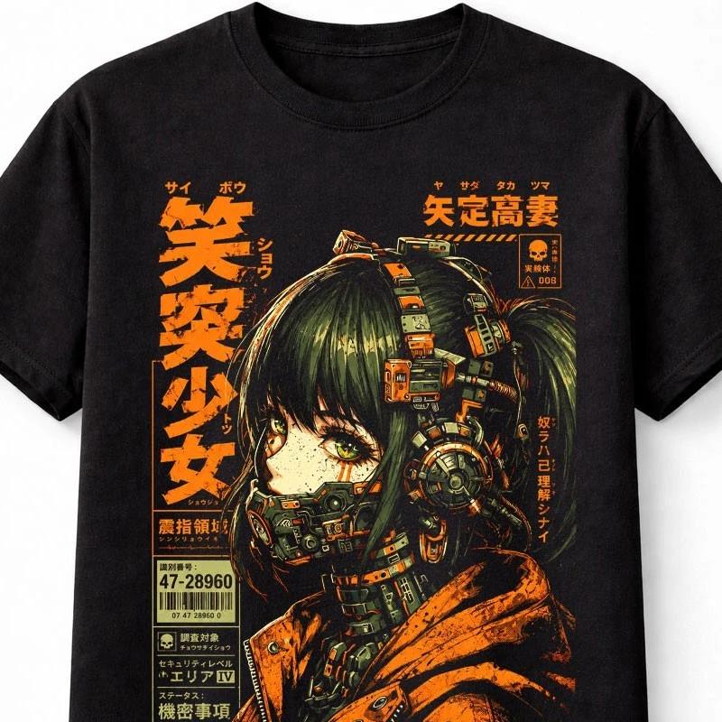 Cyberpunk Anime Girl Robot Japanese Sci Fi Graphic Unisex TShirt S
