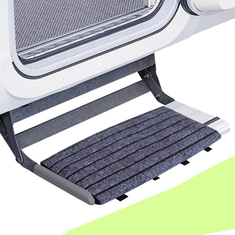 Adjustable Motorhome Step Protector Mat for Custom Fit on Various Pedals with Anti Slip Rubber Base and Reflective Safet