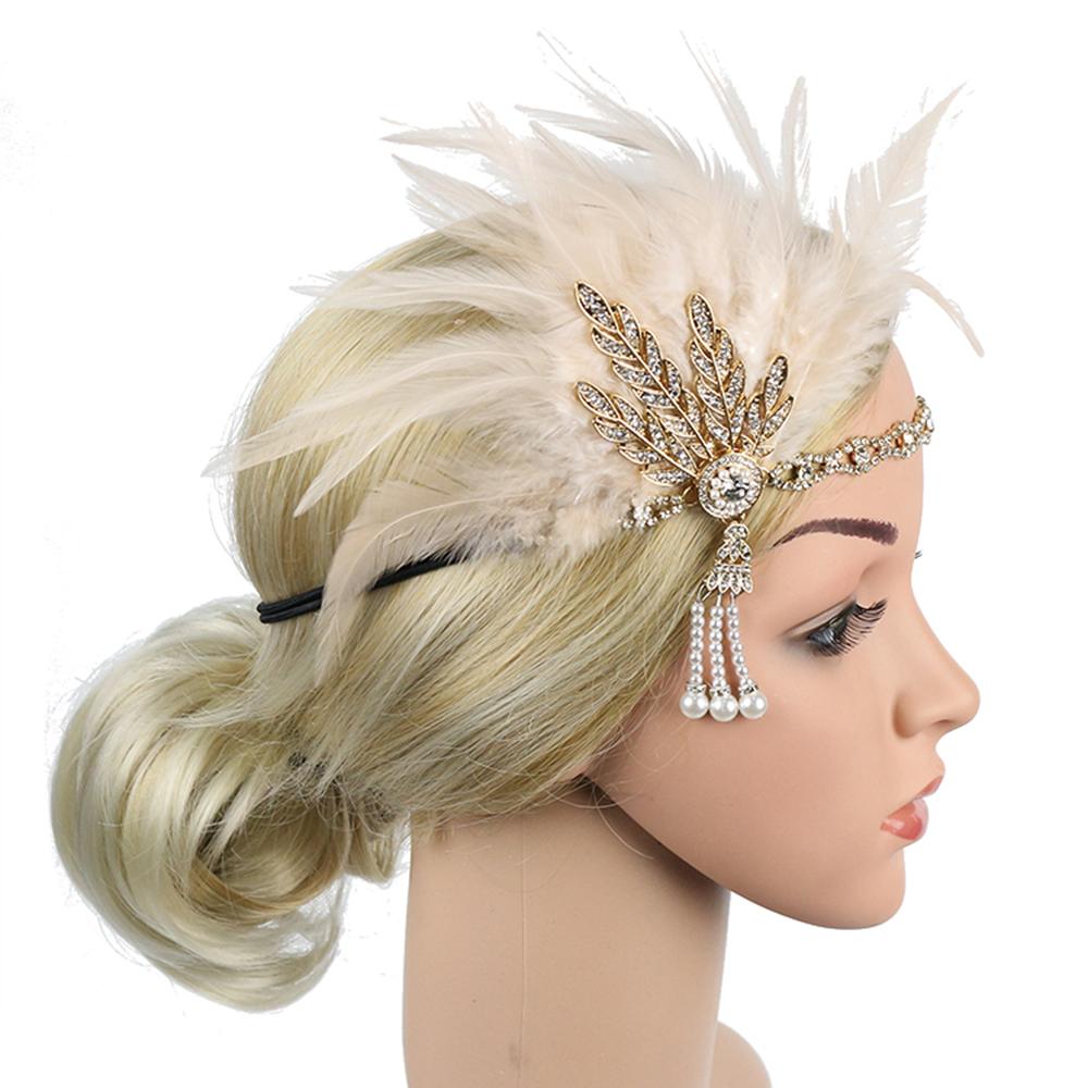 Handmade Wedding Headband Retro Rhinestone Pearl Hair Accessories for Halloween Costume Carnival