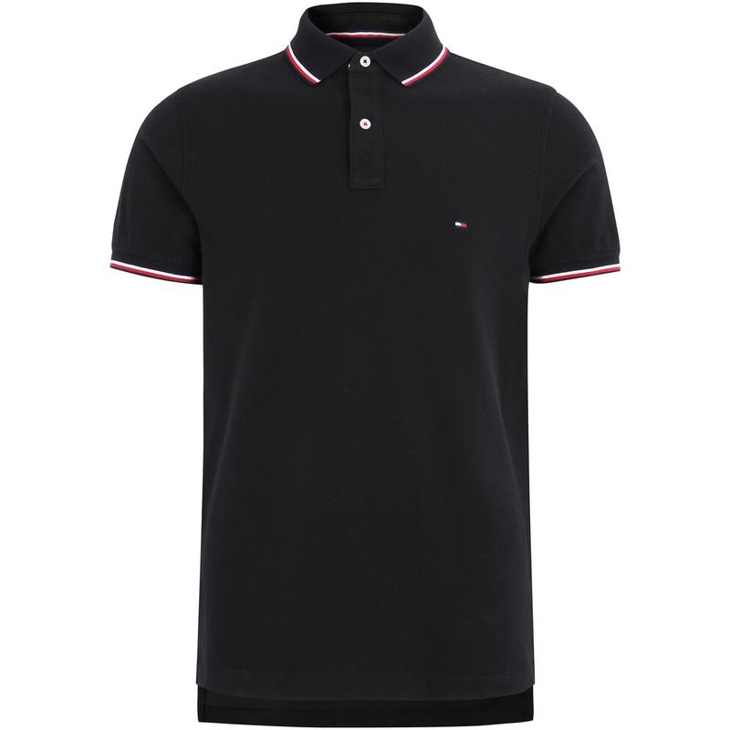 Tommy Hilfiger Kleurblok Afwerking Pique Slim Fit Commuter Poloshirt Heren tops Zwart MW0MW13080BDS M