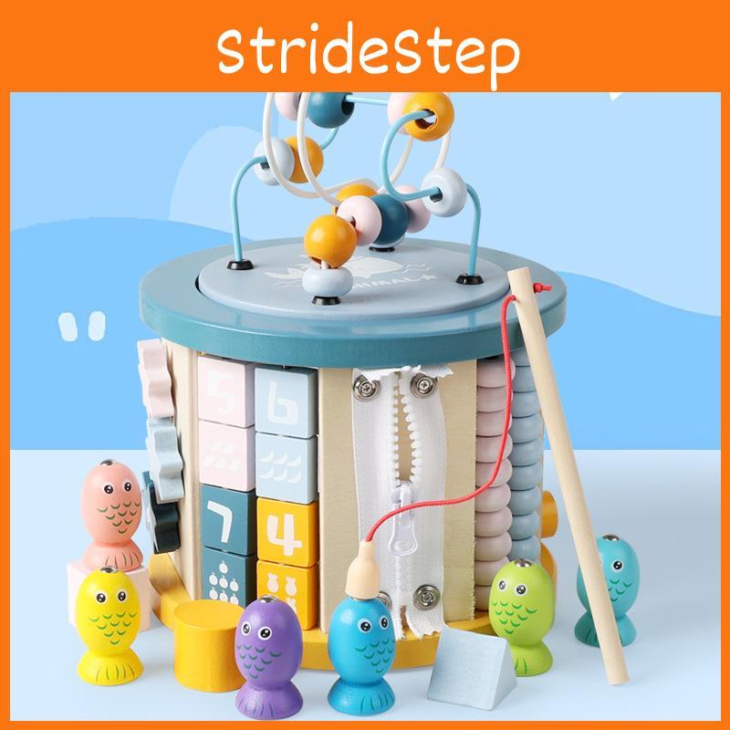Wooden 11 In 1 Bead Fishing Shape Graphics Paired Toy For Boys Girls Baby Learning Activity
